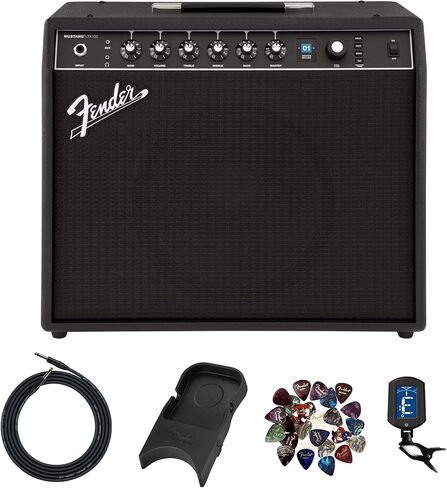 Fender Mustang LTX100 Guitar Combo Amplifier - Black Bundle with Instrument Cable, Austin Bazaar Exclusive 12-Pack Picks and Instructional DVD in Saudi Arabia