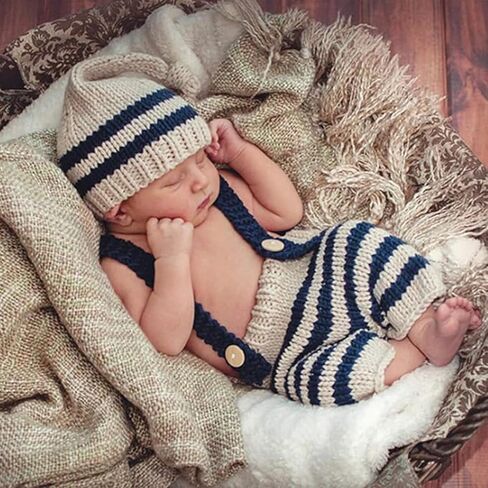 مجموعة التصوير الفوتوغرافي حديثي الولادة ، مجموعة أزياء كروشيه متبكّمة ، زي صور الطفل ، إكسسوارات تصوير صور حديثي الولادة المصنوعة يدويًا in Kuwait