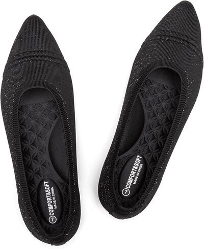 Frank Mully Women's Flats Pointed Toe Knit Flats Lightweight Slip On Breathable Comfort Walking Shoes with Arch Support Soft Flexible Sole for Work Travel in Kuwait