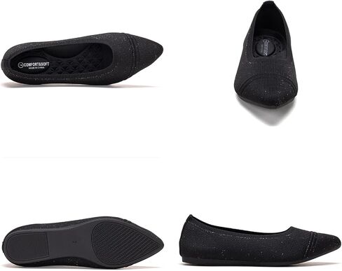 Frank Mully Women's Flats Pointed Toe Knit Flats Lightweight Slip On Breathable Comfort Walking Shoes with Arch Support Soft Flexible Sole for Work Travel in Kuwait