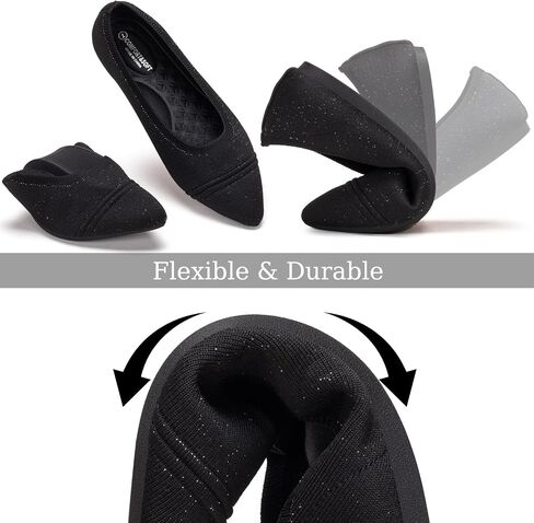 Frank Mully Women's Flats Pointed Toe Knit Flats Lightweight Slip On Breathable Comfort Walking Shoes with Arch Support Soft Flexible Sole for Work Travel in Kuwait