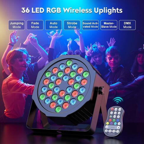 مصابيح HOLDLAMP قابلة لإعادة الشحن بقدرة 36 ​​وات RGB تعمل بالبطارية، مصابيح LED لاسلكية DJ تضيء الصوت المنشط والتحكم عن بعد لأحداث الزفاف والنادي والحفلات وإضاءة مسرح الكنيسة، 4 عبوات in Kuwait