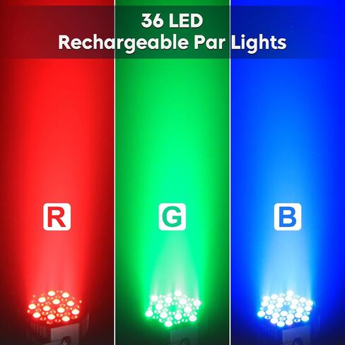 مصابيح HOLDLAMP قابلة لإعادة الشحن بقدرة 36 ​​وات RGB تعمل بالبطارية، مصابيح LED لاسلكية DJ تضيء الصوت المنشط والتحكم عن بعد لأحداث الزفاف والنادي والحفلات وإضاءة مسرح الكنيسة، 4 عبوات in Kuwait