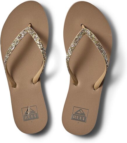 Reef Stargazer Womens Beach Flip Flop, Super Lightweight and Soft Footbed, Thin Glitter Strap, Shadow, 6 in Saudi Arabia