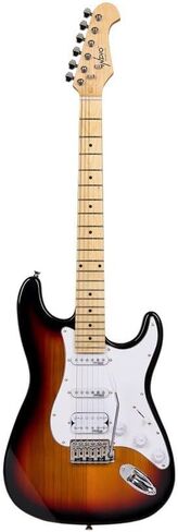 Monoprice 6-String Cali DLX Plus Electric Guitar - Right Handed, Gig Bag, Solid Ash Body, Sunburst - Indio Series in Saudi Arabia