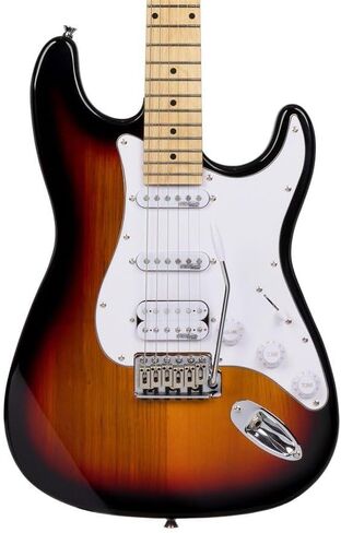 Monoprice 6-String Cali DLX Plus Electric Guitar - Right Handed, Gig Bag, Solid Ash Body, Sunburst - Indio Series in Saudi Arabia