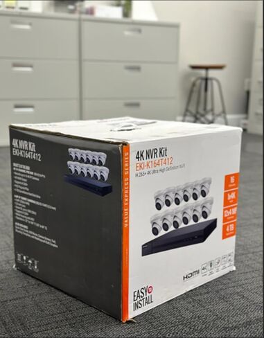 16 نظام كاميرا أمان قناة EKI-K164T412 4K 8MP NVR 4TB مع 12 × 4MP كاميرات القبة في الهواء الطلق 2.8 مم 3-محور IP67 IK10 H.265+ كابل غير متضمن in Kuwait