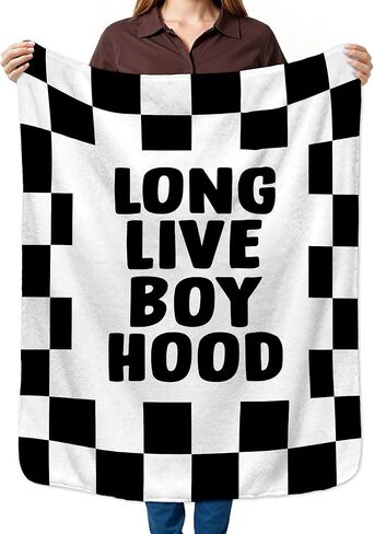 HIWX Black and White Checkered Kids Blanket, Checkered Nursery Blankets, Trendy Retro Preppy Rad Little Dude Throw Blanket for Kids Boys Room Bedroom Dorm Home Office Couch Bed Decor, 40x30 Inches in Kuwait