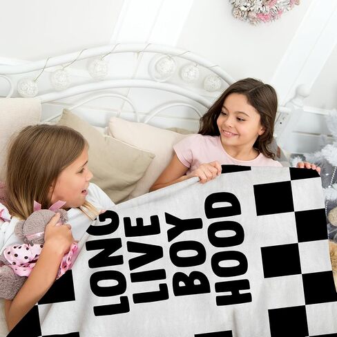 HIWX Black and White Checkered Kids Blanket, Checkered Nursery Blankets, Trendy Retro Preppy Rad Little Dude Throw Blanket for Kids Boys Room Bedroom Dorm Home Office Couch Bed Decor, 40x30 Inches in Kuwait