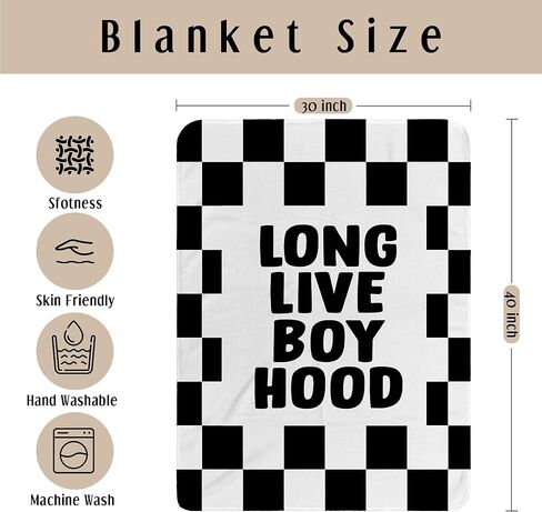 HIWX Black and White Checkered Kids Blanket, Checkered Nursery Blankets, Trendy Retro Preppy Rad Little Dude Throw Blanket for Kids Boys Room Bedroom Dorm Home Office Couch Bed Decor, 40x30 Inches in Kuwait
