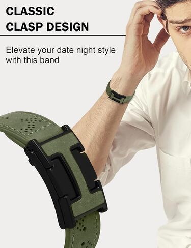 Genuine Leather Watch Band Compatible with Apple Watch Bands 42mm 44mm 45mm 46mm 49mm, Dressy Strap Magnetic Buckle for Women Men iWatch Ultra SE Series 10/9/8/7/6/5/4/3/2/1 in Saudi Arabia