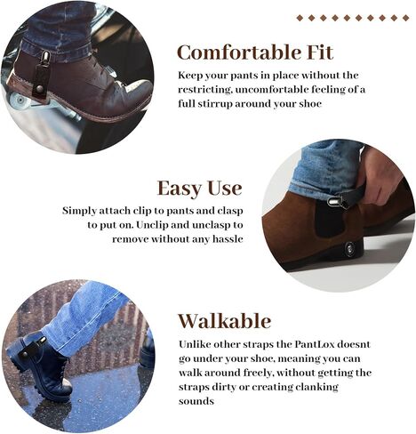 Boot Straps – Secure Pants with Adjustable Snap-On Clips for Motorcycle & Equestrian Riders Black in Saudi Arabia