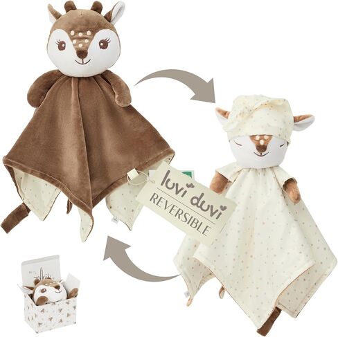 Loveys for Babies, Security Blanket for Babies, Baby Lovey for Girls and Boys, Lovies Exclusive Reversible Day and Night Design, Premium Quality, Deer Lovie. in Saudi Arabia