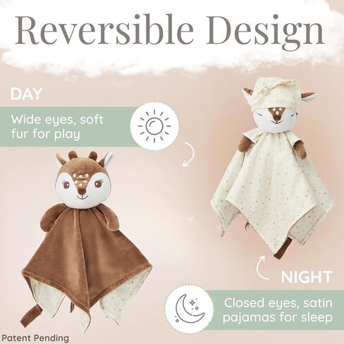Loveys for Babies, Security Blanket for Babies, Baby Lovey for Girls and Boys, Lovies Exclusive Reversible Day and Night Design, Premium Quality, Deer Lovie. in Saudi Arabia