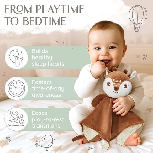 Loveys for Babies, Security Blanket for Babies, Baby Lovey for Girls and Boys, Lovies Exclusive Reversible Day and Night Design, Premium Quality, Deer Lovie. in Saudi Arabia