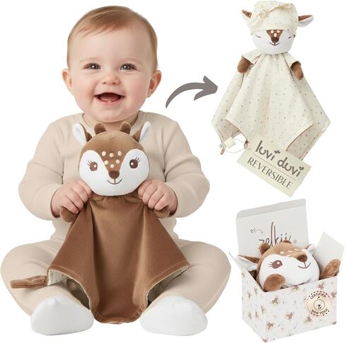 Loveys for Babies, Security Blanket for Babies, Baby Lovey for Girls and Boys, Lovies Exclusive Reversible Day and Night Design, Premium Quality, Deer Lovie. in Saudi Arabia