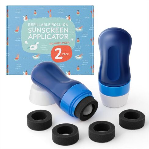APPRESA SUNSCREEN APPONDATOR - 6 أونصة ، زجاجة زرقاء قابلة لإعادة الملء مع إسفنجات بديلة للتبديل عن واقية من الرغوة - قناة أسطوانة ومستحضر للأطفال والكبار in Kuwait