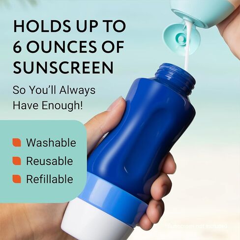 APPRESA SUNSCREEN APPONDATOR - 6 أونصة ، زجاجة زرقاء قابلة لإعادة الملء مع إسفنجات بديلة للتبديل عن واقية من الرغوة - قناة أسطوانة ومستحضر للأطفال والكبار in Kuwait