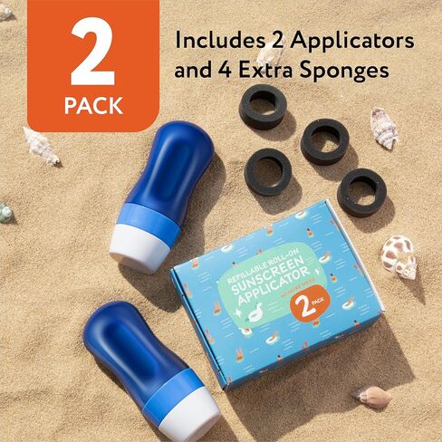 APPRESA SUNSCREEN APPONDATOR - 6 أونصة ، زجاجة زرقاء قابلة لإعادة الملء مع إسفنجات بديلة للتبديل عن واقية من الرغوة - قناة أسطوانة ومستحضر للأطفال والكبار in Kuwait