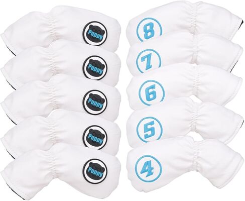 10pcs/Set Soft Leather with Puppy Design Golf Club Iron Head Covers 4-9, Pw,Sw,Aw,Blank One Fit Right Hand Irons in Saudi Arabia