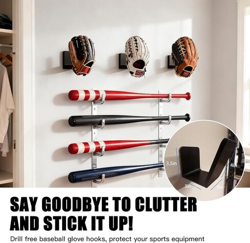 Baseball & Softball Glove Wall Mount, No-Drill Damage-Free Installation, Preserves Glove Shape, Perfect Organizer for Home & Locker Room, Ideal Gift for Players in Saudi Arabia