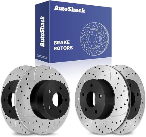AutoShack Black Hat Drilled and Slotted Brake Rotors Front and Rear Brake Rotor Replacement Kit for 1999-2004 Jeep Grand Cherokee 4.0L 4.7L V8 4WD AWD RWD PR6120PR6121 in Saudi Arabia