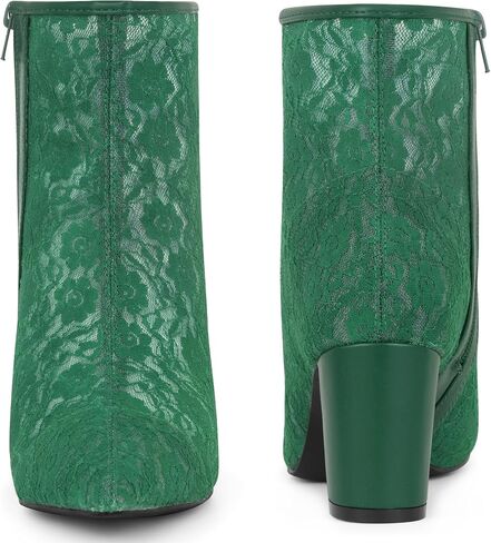 Perphy Pointed Toe Block Heels Floral Lace Ankle Boots for Women in Saudi Arabia