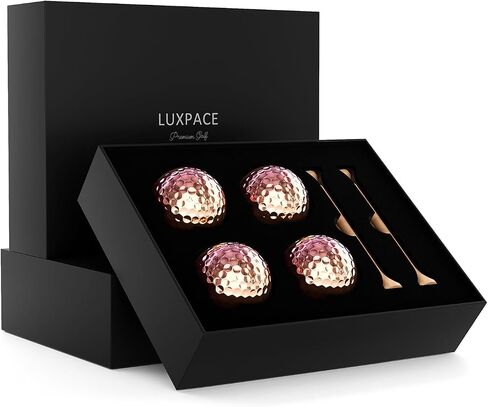Pink Gold Gradient Laser Golf Balls - 4 Balls Premium Gift Box, Urethane Cover for Superior Spin & Distance - High Visibility Alignment Aid - Ideal Golf Tournament Prizes, Unique Gifts for Golfers in Saudi Arabia