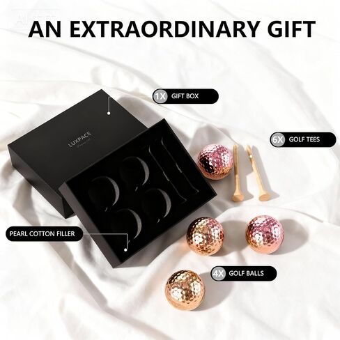 Pink Gold Gradient Laser Golf Balls - 4 Balls Premium Gift Box, Urethane Cover for Superior Spin & Distance - High Visibility Alignment Aid - Ideal Golf Tournament Prizes, Unique Gifts for Golfers in Saudi Arabia