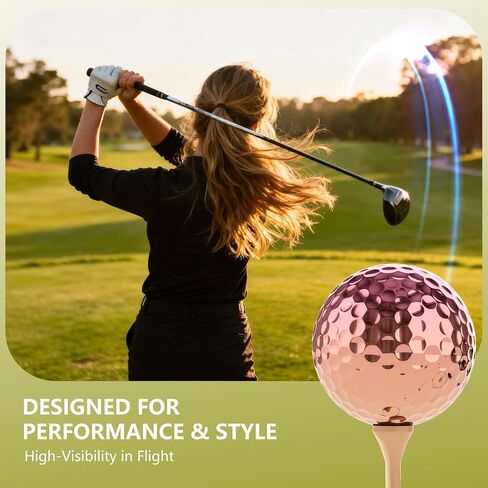 Pink Gold Gradient Laser Golf Balls - 4 Balls Premium Gift Box, Urethane Cover for Superior Spin & Distance - High Visibility Alignment Aid - Ideal Golf Tournament Prizes, Unique Gifts for Golfers in Saudi Arabia