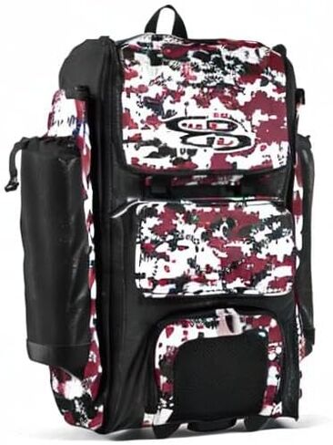 حقيبة Boombah Rolling Catchers Superpack للبيسبول/الكرة اللينة المموهة الرقمية - 23-1/2 بوصة × 13-1/2 بوصة × 9-1/2 بوصة - ألوان متعددة - مقبض تلسكوبي ويحمل 4 مضارب - إصدار بعجلات in Kuwait