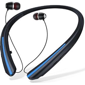 Wireless Bluetooth Neckband Headphones Auto Retractable Earbuds,CVC8.0 Noise Cancelling,IPX6 Waterproof Earphones,16 Hrs HD Talktime Soft Silicone Material for Working,Black in Saudi Arabia