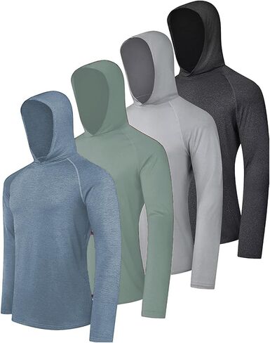 Men's 4 Pack Thumbhole Hoodies - Thermal Workout Set for Gym & Running | Cold Weather Pullover with Quick-Dry Tech in Saudi Arabia