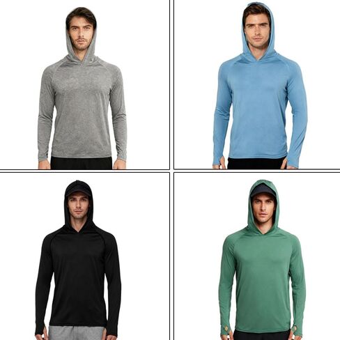 Men's 4 Pack Thumbhole Hoodies - Thermal Workout Set for Gym & Running | Cold Weather Pullover with Quick-Dry Tech in Saudi Arabia