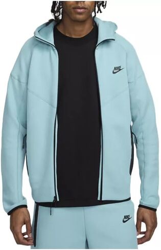 هودي Nike Sportswear Tech Fleece Windrunner للرجال بسحاب كامل - مقاس كبير من قماش الدنيم باللون الفيروزي/الأسود in Saudi Arabia
