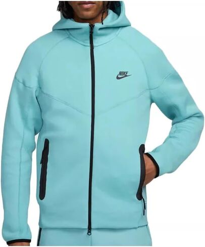 هودي Nike Sportswear Tech Fleece Windrunner للرجال بسحاب كامل - مقاس كبير من قماش الدنيم باللون الفيروزي/الأسود in Saudi Arabia