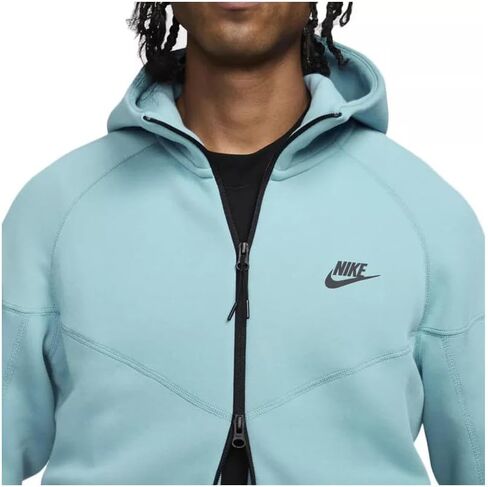 هودي Nike Sportswear Tech Fleece Windrunner للرجال بسحاب كامل - مقاس كبير من قماش الدنيم باللون الفيروزي/الأسود in Saudi Arabia