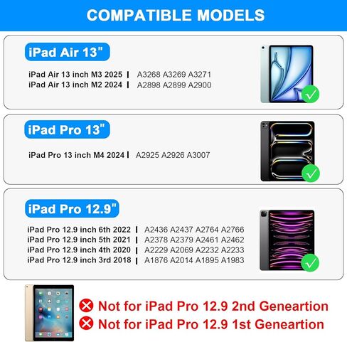 Nokbabo iPad Pro 12.9 بوصة علبة مع لوحة مفاتيح ، قوس قزح خلفي ، حامل قلم رصاص ، 360 درجة قابلة للتدوير ، لوحة مفاتيح لـ iPad Pro 12.9 بوصة 6th/5/4th/3rd - Black in Kuwait