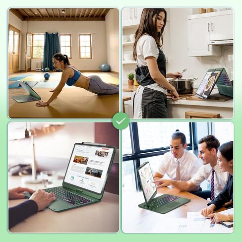 Nokbabo iPad Pro 12.9 بوصة علبة مع لوحة مفاتيح ، قوس قزح خلفي ، حامل قلم رصاص ، 360 درجة قابلة للتدوير ، لوحة مفاتيح لـ iPad Pro 12.9 بوصة 6th/5/4th/3rd - Black in Kuwait