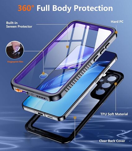 Temdan Designed for Samsung Galaxy S25 Plus Case Waterproof, Built-in Lens & Screen Protector Military Shockproof Dropproof IP68 Underwater Full Body Phone Case for Galaxy S25 Plus 6.7"-LightBlue in Saudi Arabia