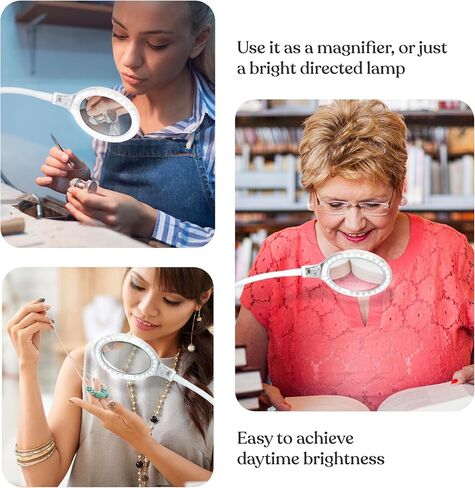 Brightech LightView Flex Magnifying Desk Lamp, 1.75X Light Magnifier, Adjustable Magnifying Glass with Light for Crafts, Reading, Close Work in Saudi Arabia
