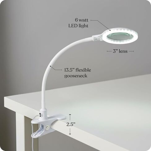 Brightech LightView Flex Magnifying Desk Lamp, 1.75X Light Magnifier, Adjustable Magnifying Glass with Light for Crafts, Reading, Close Work in Saudi Arabia