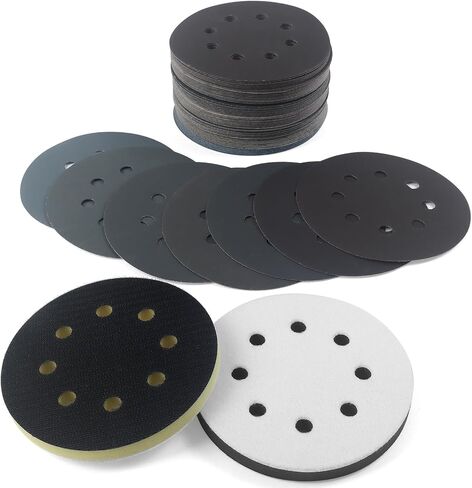 70Pcs 6 Inch Wet Dry Sanding Paper Discs, Hook and Loop Sandpaper Assortment for DA Random Orbital Sander, 400 600 800 1000 2000 3000 5000 Fine Grit Sandpaper for Automotive Wood Metal Glass Polishing in Kuwait