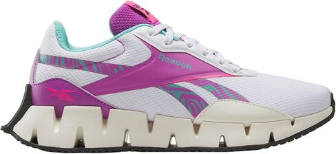 Reebok Women's Zig Dynamica STR Sneaker, Black/White/Silver Metallic, 7 in Saudi Arabia
