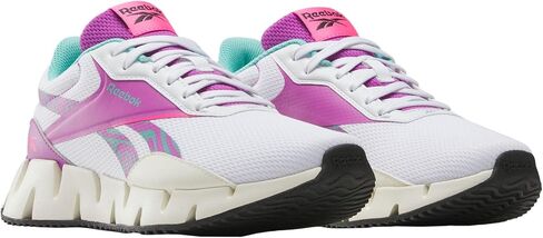 Reebok Women's Zig Dynamica STR Sneaker, Black/White/Silver Metallic, 7 in Saudi Arabia