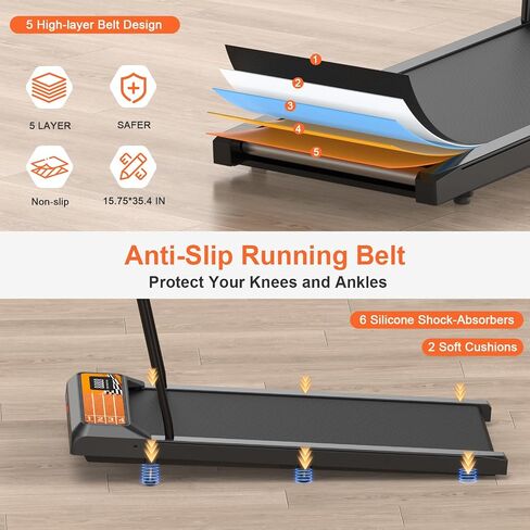 Walking Treadmill Pad with Incline and Handle Bar - Portable Treadmills for Home and Office, Small Compact Under Desk Treadmill, 2.5HP Low Noise, Remote Control LED Screen, 270LBS in Saudi Arabia