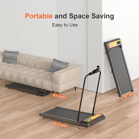 Walking Treadmill Pad with Incline and Handle Bar - Portable Treadmills for Home and Office, Small Compact Under Desk Treadmill, 2.5HP Low Noise, Remote Control LED Screen, 270LBS in Saudi Arabia