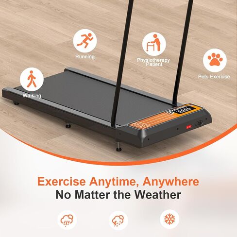 Walking Treadmill Pad with Incline and Handle Bar - Portable Treadmills for Home and Office, Small Compact Under Desk Treadmill, 2.5HP Low Noise, Remote Control LED Screen, 270LBS in Saudi Arabia