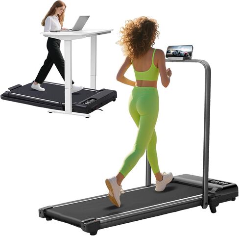 Walking Pad with Incline and Handle Bar, 3.0HP Portable Electric Treadmill with Handles for Home Small, 0.6-6.2MPH 320LB Capacity Walking Pad Treadmills with Incline in Kuwait