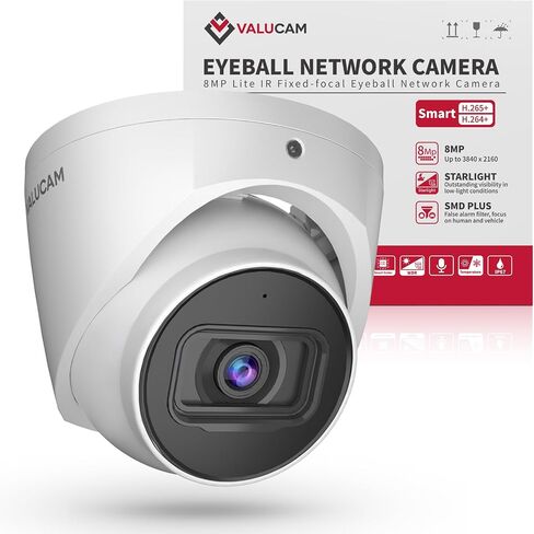 8MP IP Camera, 4K PoE Turret Outdoor Starlight Camera with Mic, Human/Vehicle Detection, IVS, Intrusion Tripwire Alarm, 2.8mm 125°Wide Angle, Metal IP67, H265+, 256GB in Kuwait